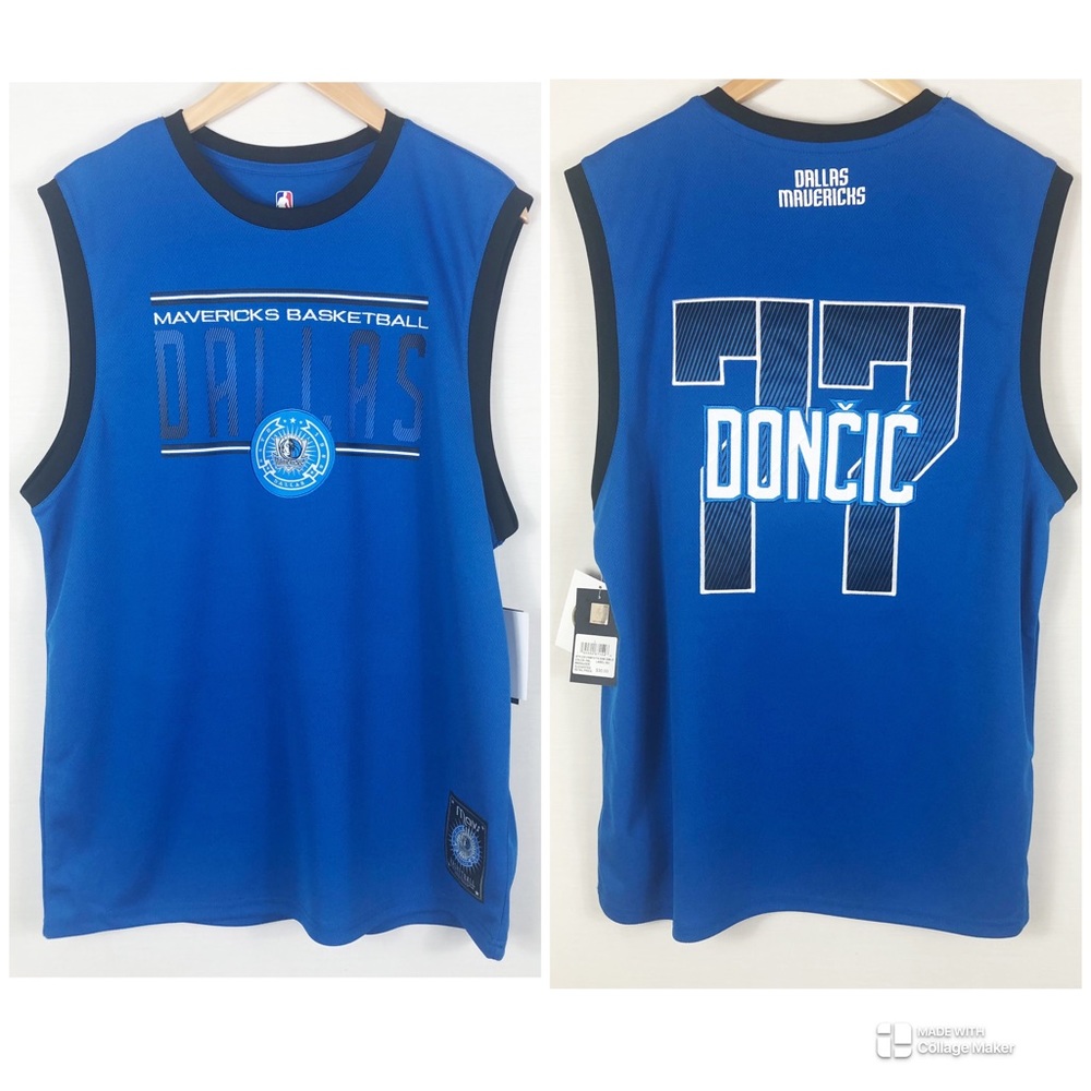 NWT NBA Dallas Mavericks Luca Doncic Basketball Jersey | Blue White Black | L